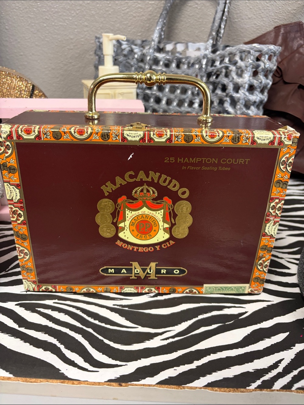 Maroon Satchel with Gold Handle